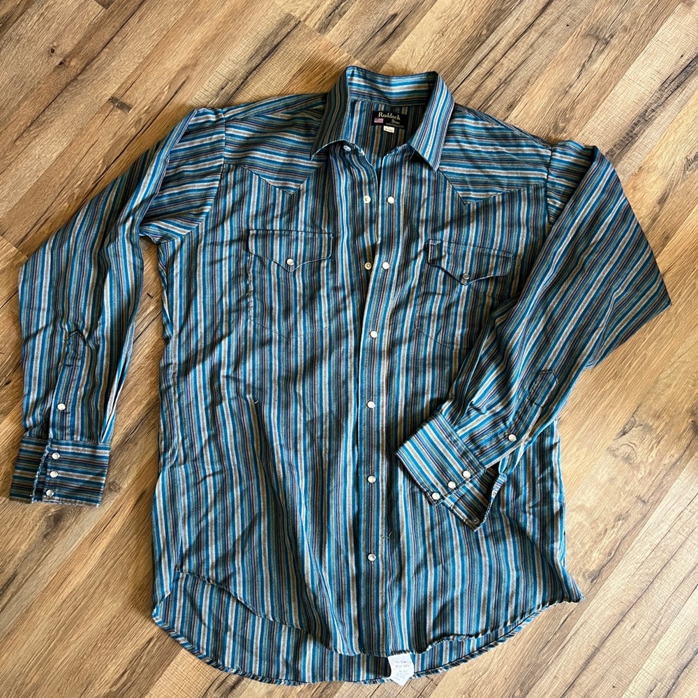 Vintage Ruddock Western Shirt Pearl Snaps Size Large 16/16.5.